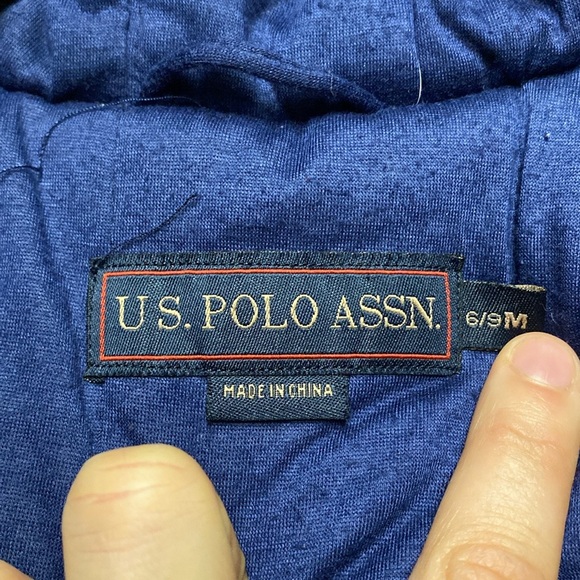 US. Polo Assn. Infant Snowsuit Blue 6-9M Baby Bunting Snowsuit Feet Zip Up Hood - Picture 4 of 9